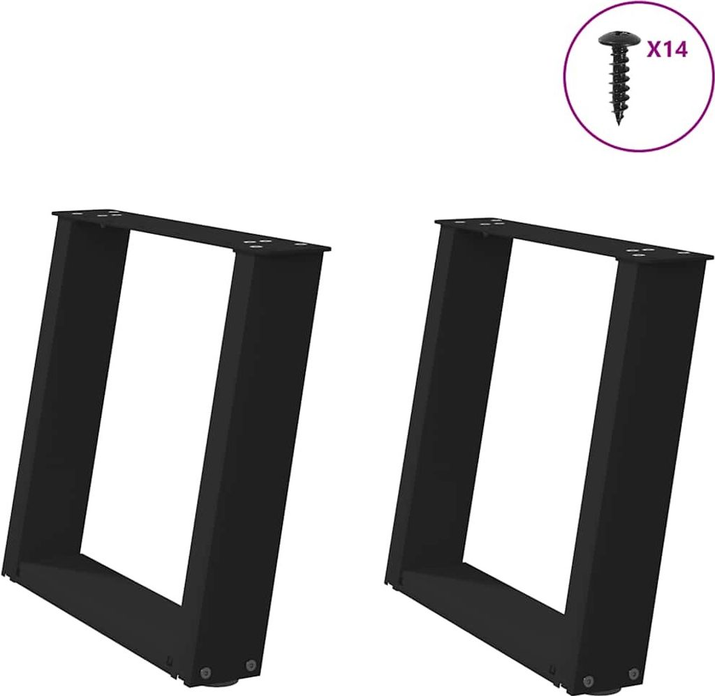 Couchtischbeine U-Form 2 Stk. Schwarz 50x(42-43) cm Stahl