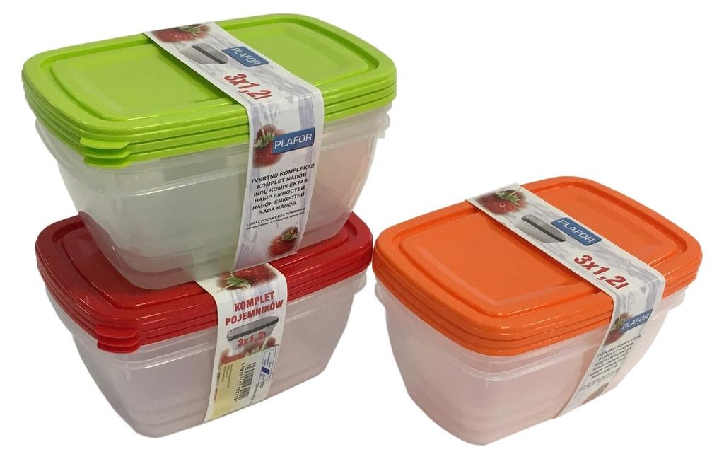 Gefrierdosen Set grün/rot 1,2l 3 Stück