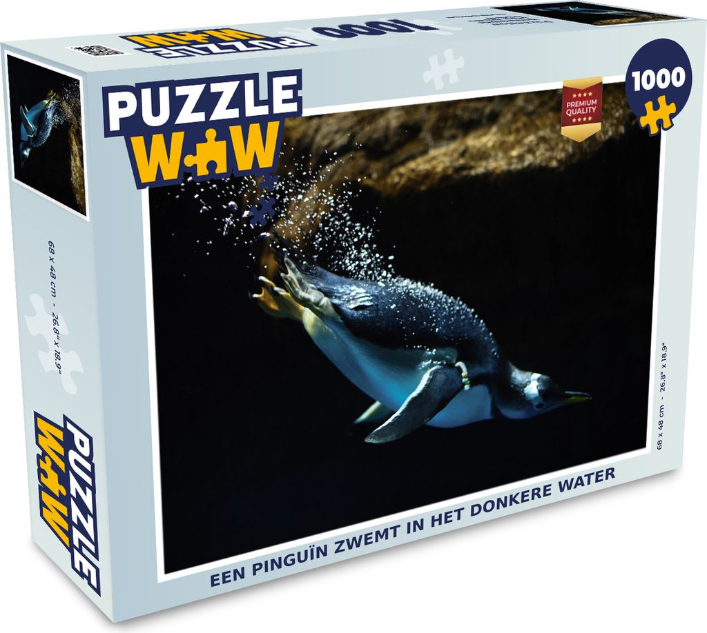 MuchoWow Puzzle 1000 Teile Ein Pinguin schwimmt im dunklen Wasser - Erwachsene - Rätsel