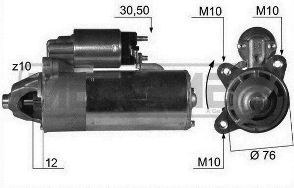 Démarreur robuste ERA 220015A compatible Ford Focus et Orion III 12V