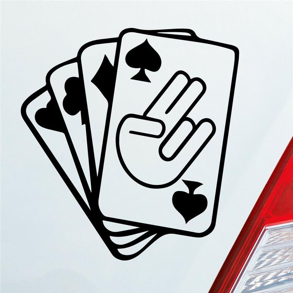 Auto Aufkleber Spielkarten Shocker Poker Tuning 10x10 cm Schwarz Matt Sticker Heckscheibenaufkleber