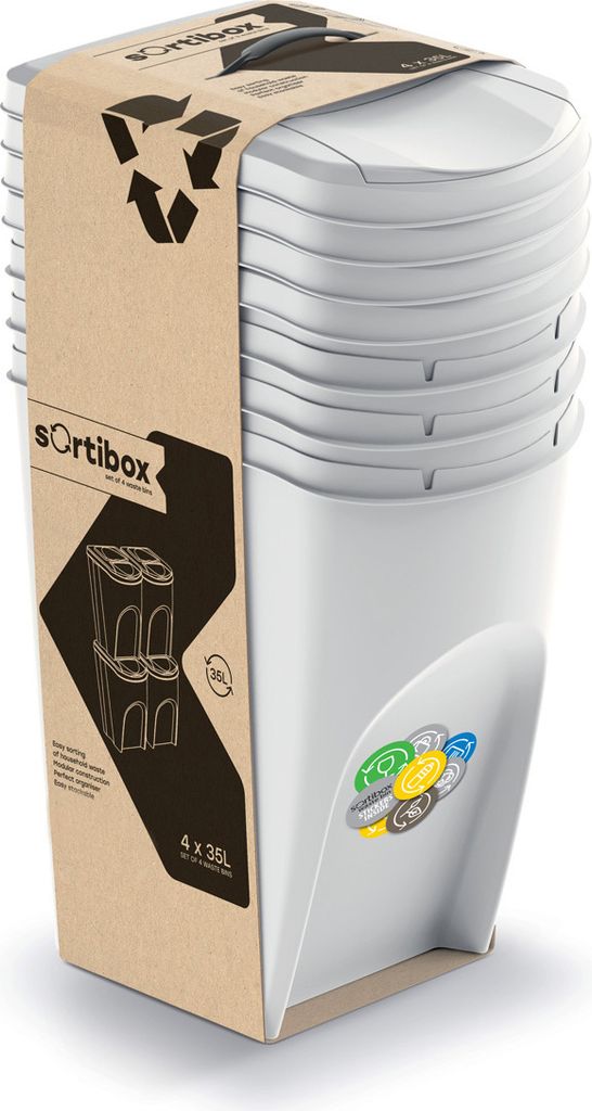 Pojemnik na odpady Prosperplast SORTIBOX 4 x 35 l popielaty Zdjęcie produktu 