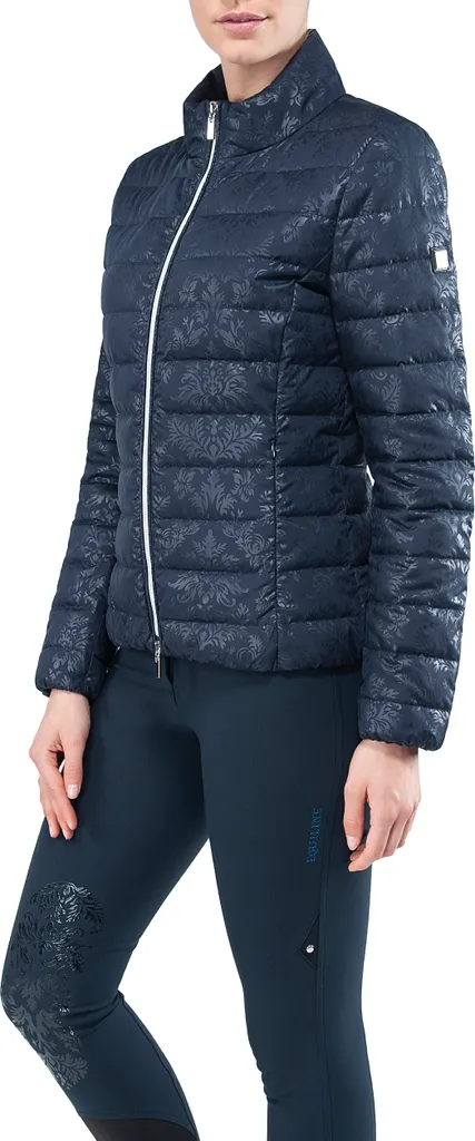 Veste Matelassée Femme Navy Equiline avec Imprimé Ornemental Chic FS20