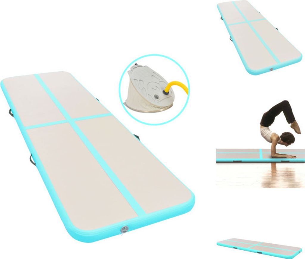 vidaXL Aufblasbares Gymnastik-Kissen mit Pumpe 500x100x10 cm PVC Grün - Yoga- & Pilatesmatten