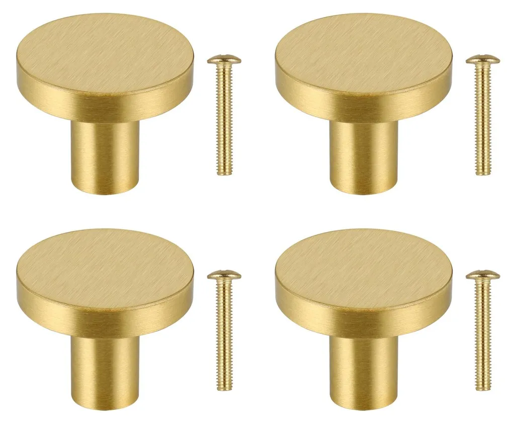 Boutons d'armoire massifs en laiton doré 33mm - Lot de 10 poignées