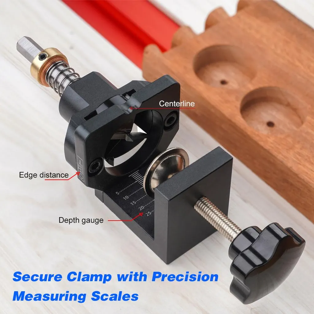 Kit gabarit de perçage 35mm en aluminium avec mèche et pince à vis