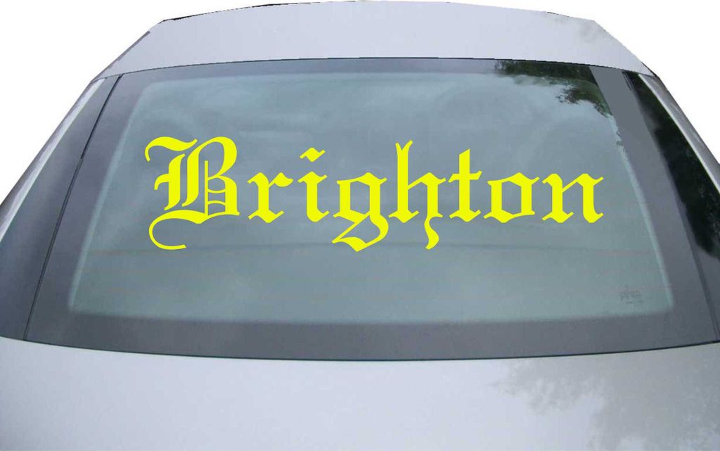Indigos UG - Aufkleber Heckscheibe & Motorklappe DE6605 - neongelb - 600x150 mm - Brighton - Auto Scheiben Fenster Heckklappe Tuning Racing JDM - D...