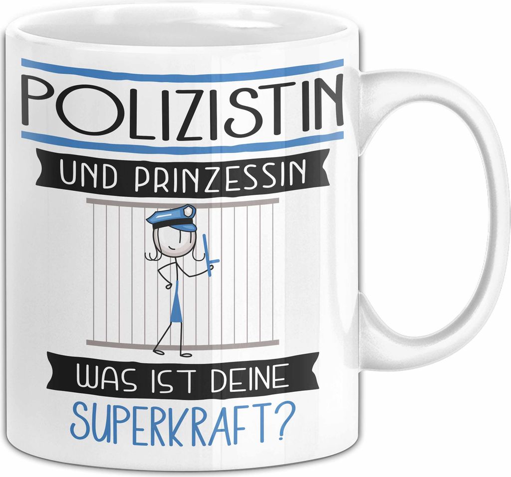Polizistin Und Prinzessin Tasse Geschenk Für Eine Polizistin Geburtstag Was Ist Deine Superkraft (Weiß)