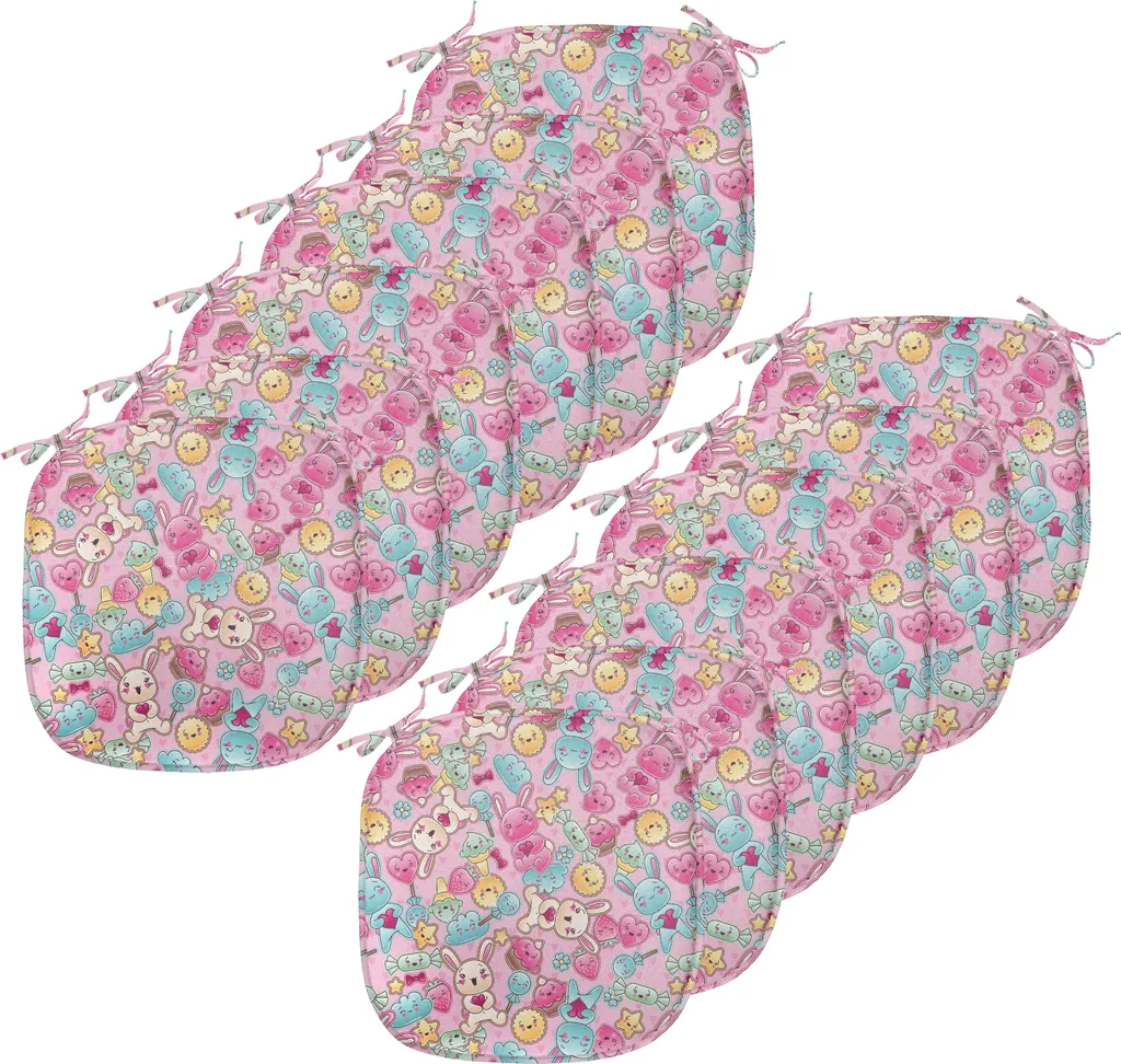 Offerta Set 12 Cuscini Sedie 40x40 ABAKUHAUS - Kawaii Rosa Impermeabile