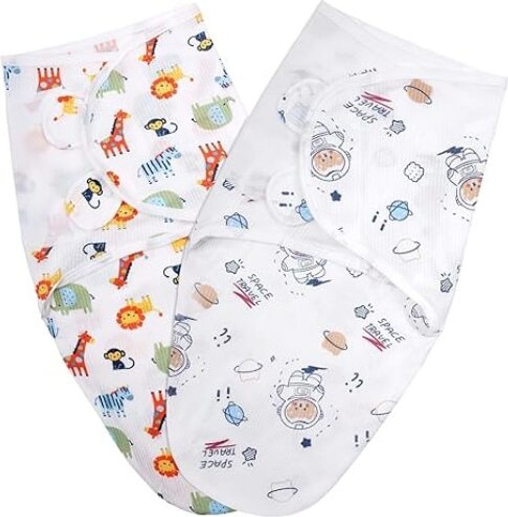 ASKSA Pucktuch 0-3 Monate, 2er Pack Pucksack Baby aus 100% Baumwolle, Sicherheit, Universal Verstellbare, Wickeltuch fuer Saeuglinge Babys,Zoo + As...