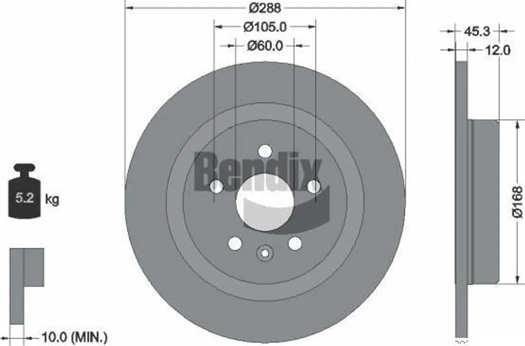 Disque de frein ventilé Bendix BDS1507 haute résistance pour Astra K OE