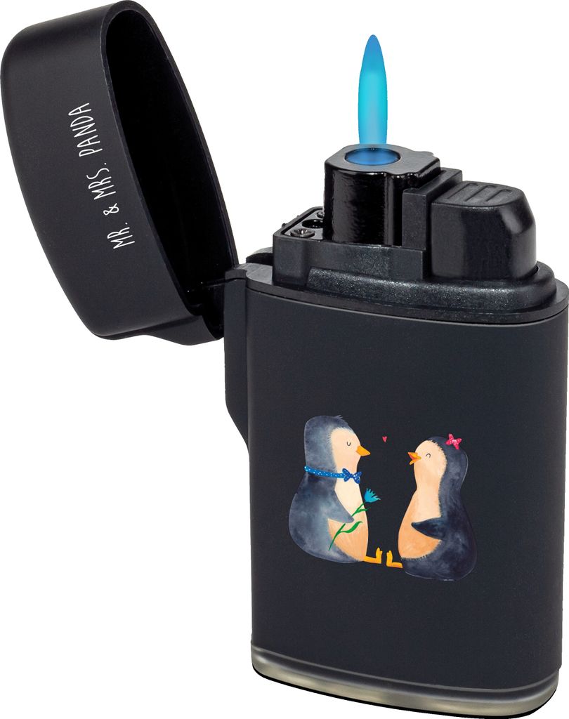 Mr. & Mrs. Panda Feuerzeug Pinguin Pärchen - Schwarz - Geschenk, Verknallt, gasfeuerzeuge, sturmfeuerzeug, Liebe, Hochzeitsgeschenk, Hochzeit, Hoc...