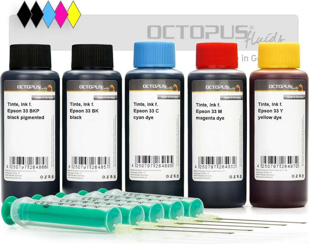 Encre Epson 33 pour Expression Premium XP-530 XP-630 XP-830 CMYK 5x100ml