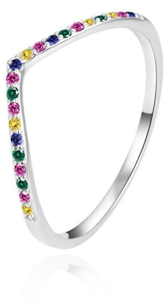 Eleganter Silberring mit farbigen Zirkonen AGT-R58C - Schaltung: 54 mm