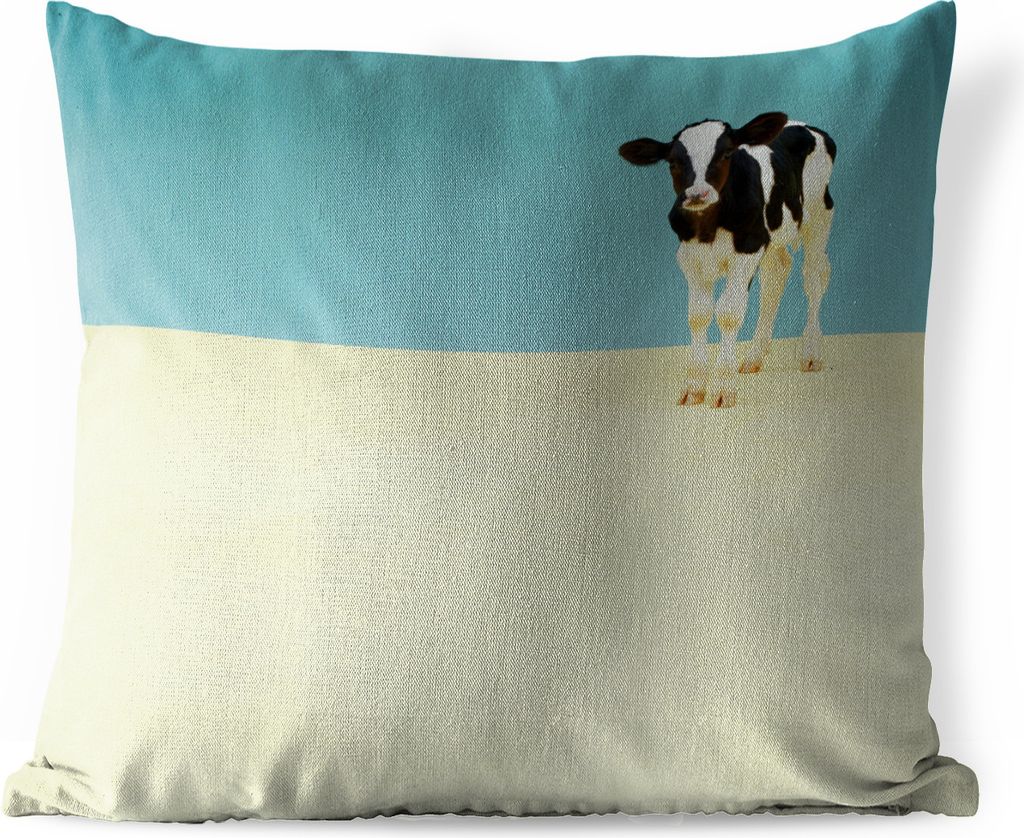 MuchoWow Outdoor Kissen - Kuh - Kalb - Friesland - 40x40 cm - Wetterfest - Lounge Kissen - Kopfkissen - Interieur - Polster mit Bild