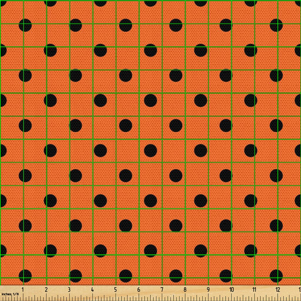 ABAKUHAUS Orange Gewebe als Meterware, Vintage Retro Entwurfs-kleine schwarze Tupfen mit orange Hintergrund-klassischer Fliese, 3 M (148 x 300 cm),...