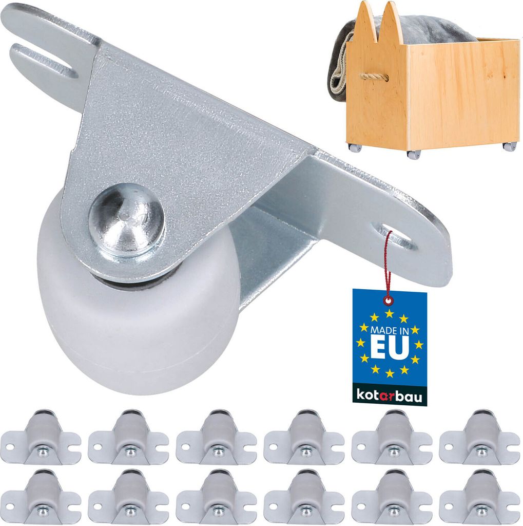 KOTARBAU 12er Set Transportrollen 22 mm Gummi Univer. Stahlrahmen Möbelrollen Alle Böden Lenkrollen Kisten Fix Schieberollen Werkzeugrollen Boc...