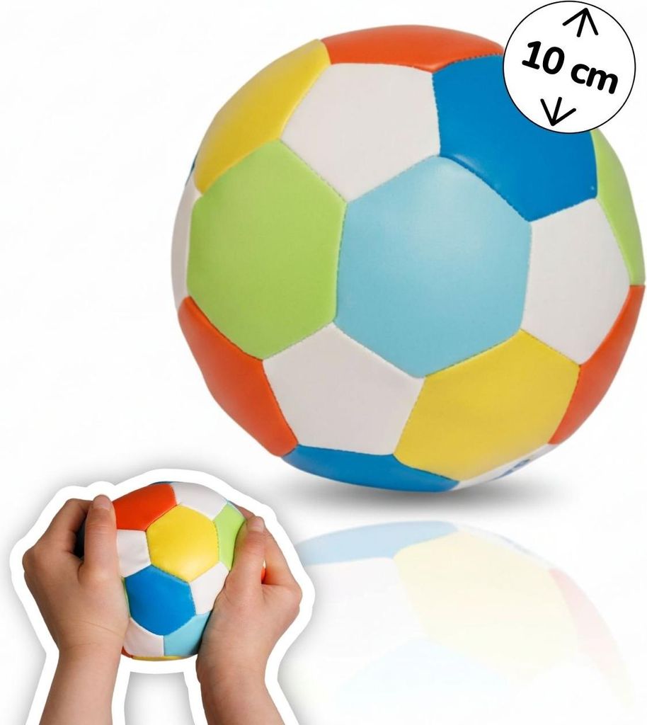 Softball Ø 10 cm bunt, weicher Kinderball im Fußball-Design, leichter Spielball für drinnen und draußen