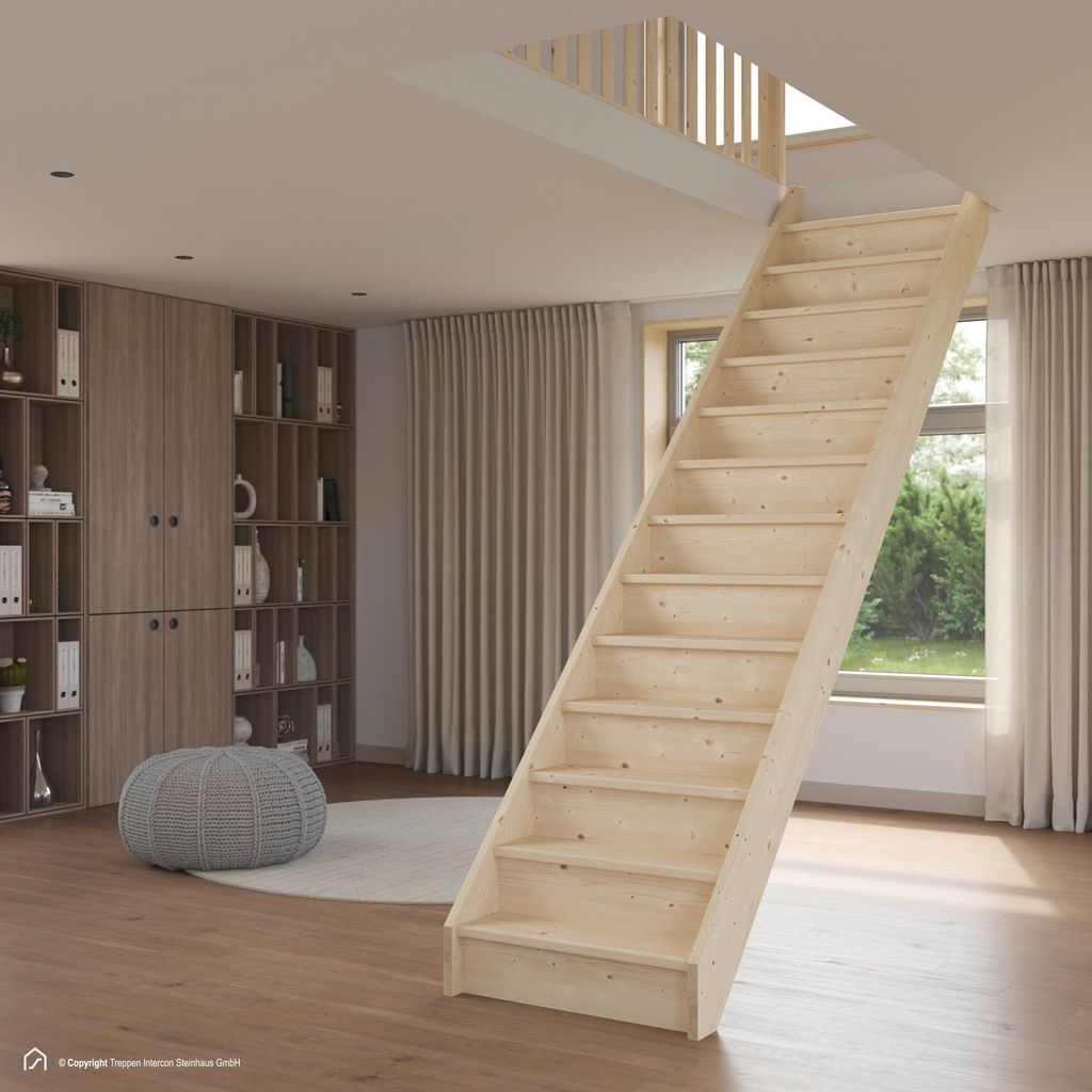 Holztreppe Intercon Casablanca | Fichte | gerader Verlauf | Produktbild 