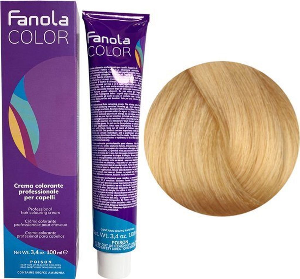 Fanola Haarfärbemittel, professionelle Farbcreme, 10,3 Blond, Platingold