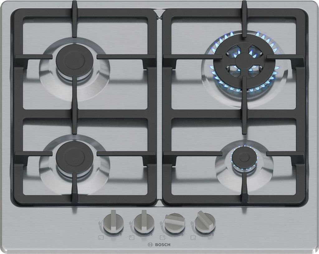 Bosch Serie 4 PGH6B5K90 hob Stainless steel Built-in 58 cm Gas 4 zone(s)