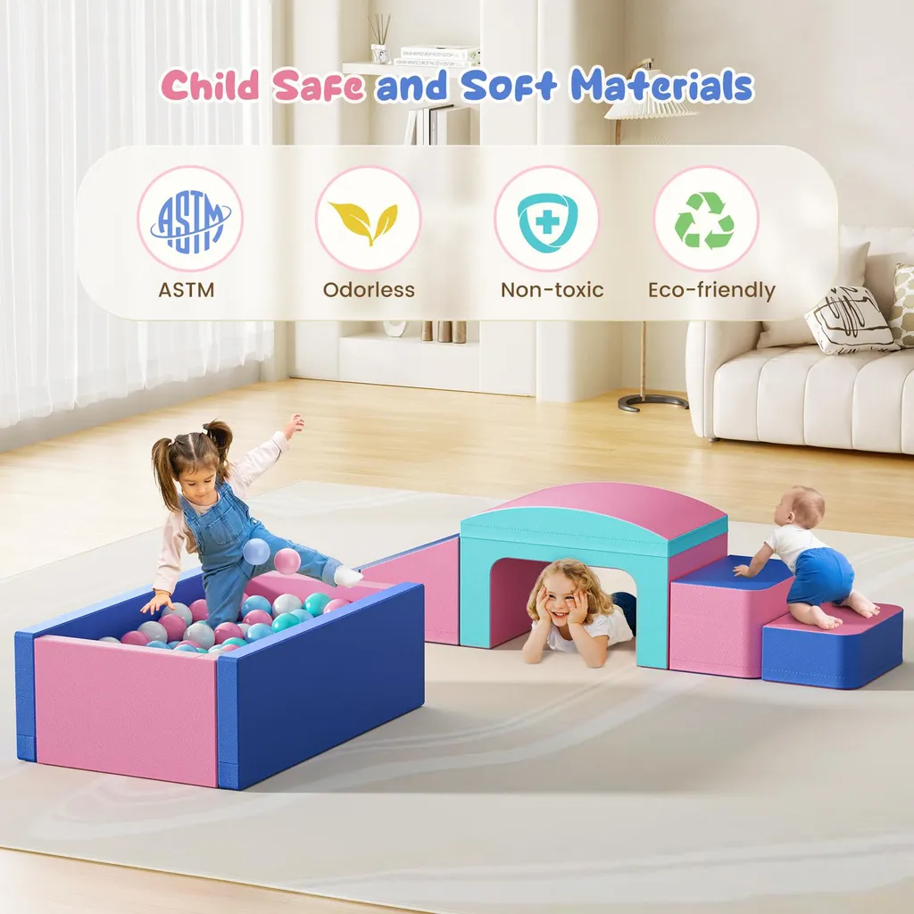 Jouer sans risque : Blocs mousse Softplay pour grimper et ramper - 9 pièces