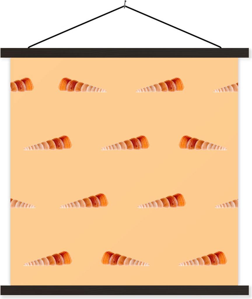 MuchoWow Textilposter Muscheln - Muster - Orange 40x40 cm mit schwarzem Rahmen - Fotos