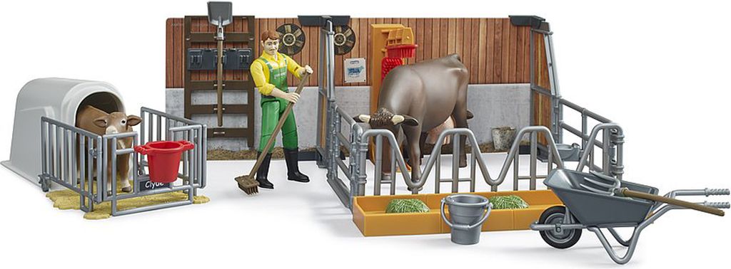 Stáj pro krávy a telata Bruder bworld s farmářem Obrázek produktu 