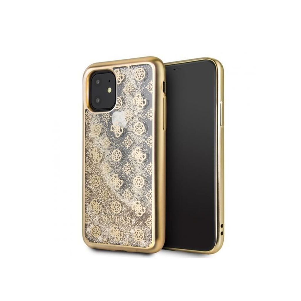 Guess Liquid Glitter Hearts - Hülle für iPhone 11 (Gold)