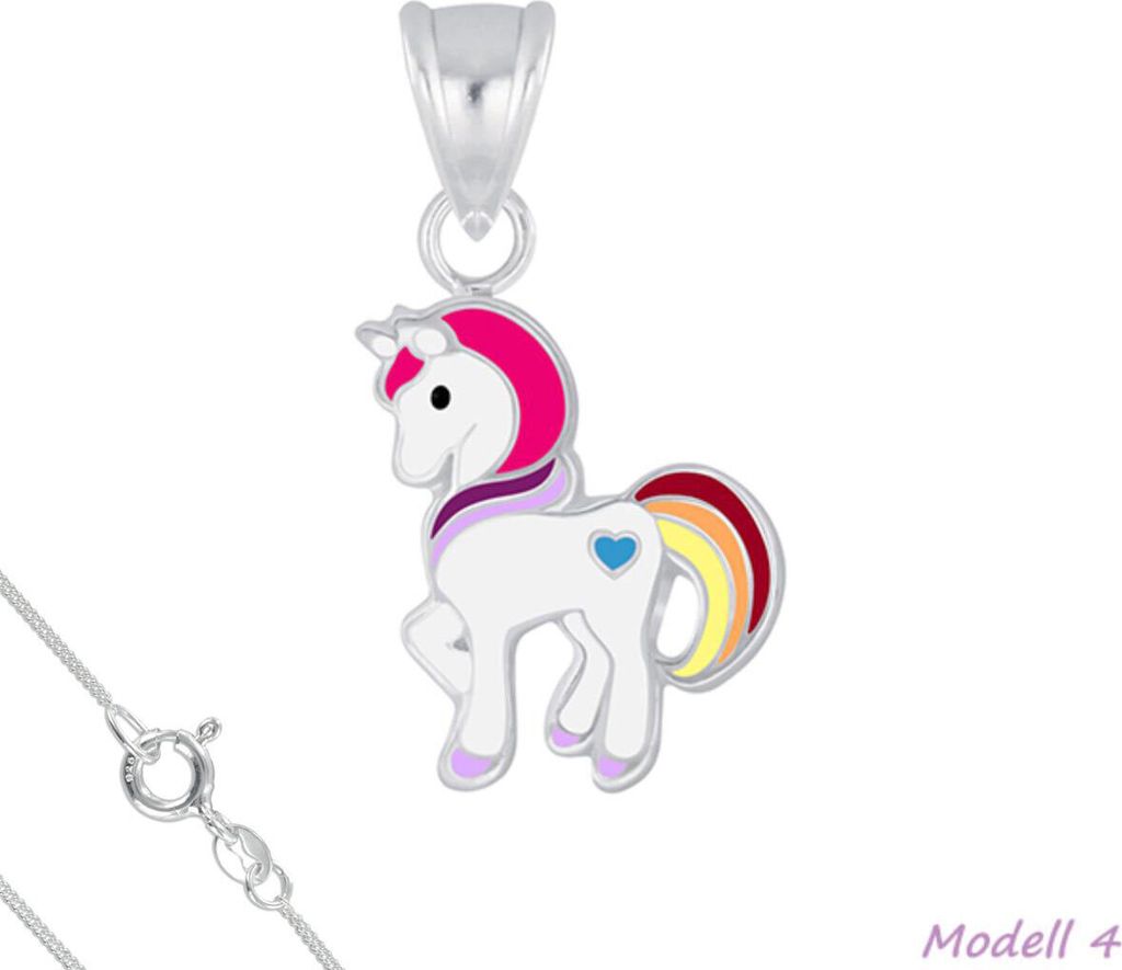 Kinderkette Silber 925 Kette: Einhorn Anhänger Halskette Produktbild 