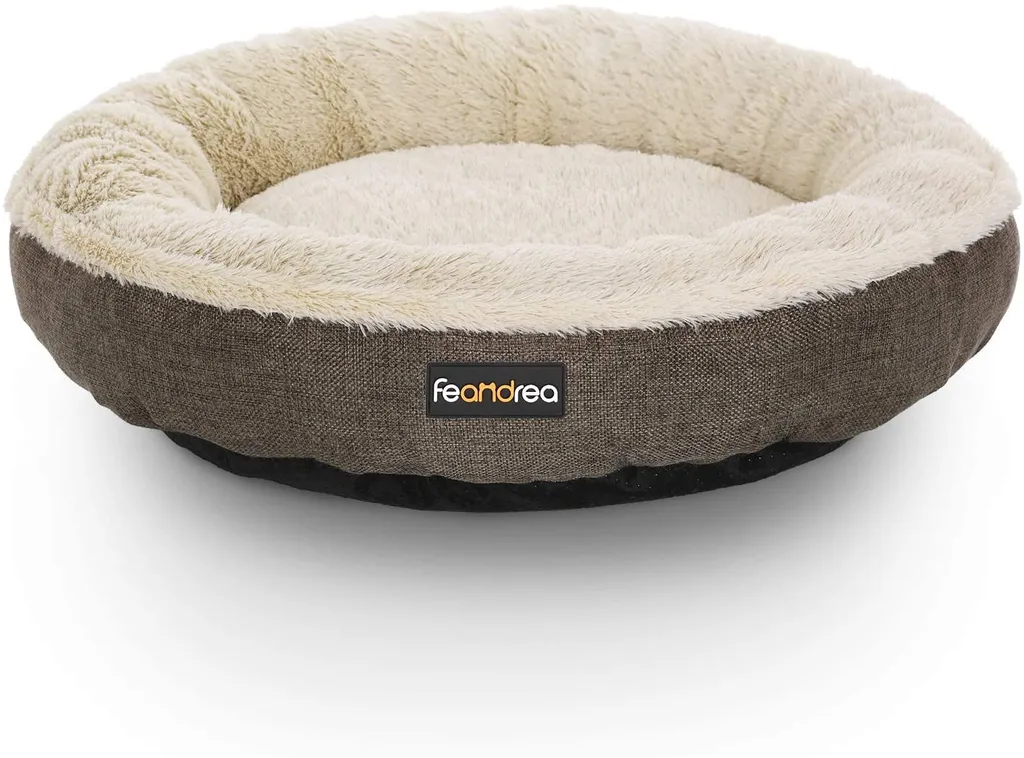 Lit pour Chien Moelleux Marron Ø 55 cm avec Rebords Surélevés Confort