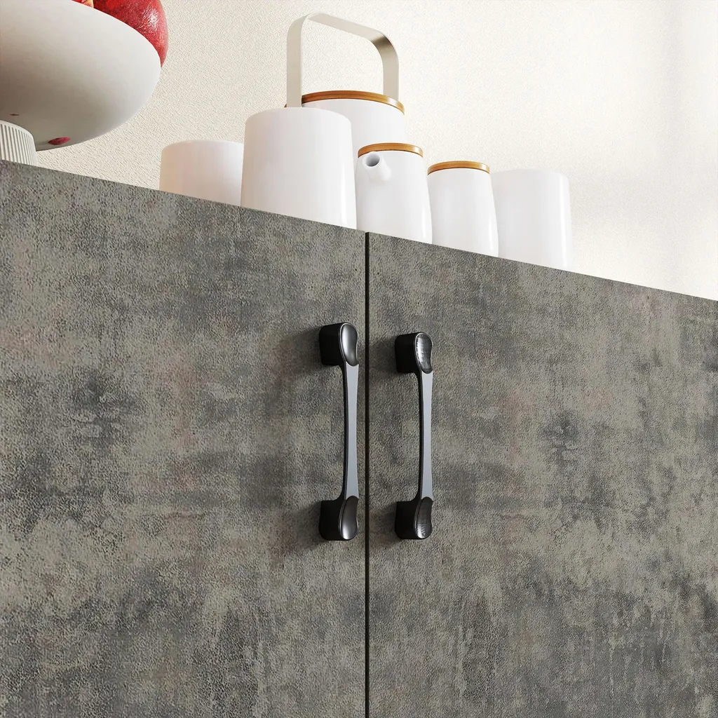 Buffet bas gris clair avec fermeture douce Soft-Close et tablette 80cm - 10