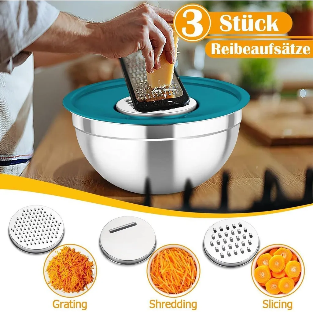 KESPER Set di 3 ciotole per mescolare - acciaio inox