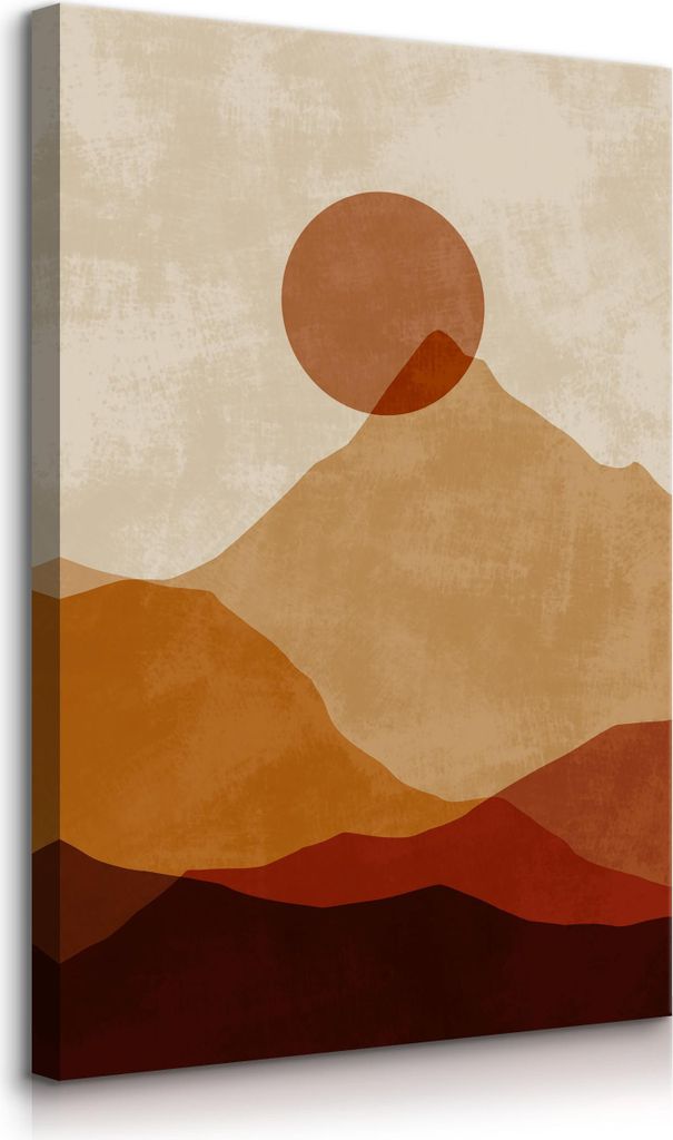 Muralo Leinwandbild Canvas BERGE Sonnenuntergang Boho Wandbild für Esszimmer Br. 60cm x Hö. 90cm