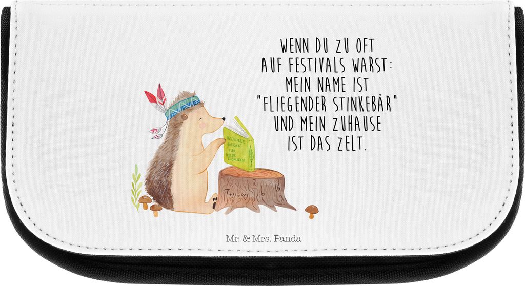 Mr. & Mrs. Panda Organizer Igel Federschmuck - Weiß - Geschenk, Lagerfeuer, Kosmetiktasche, kosmetiktäschchen, Schminktasche, Abenteuer, kosmetik...