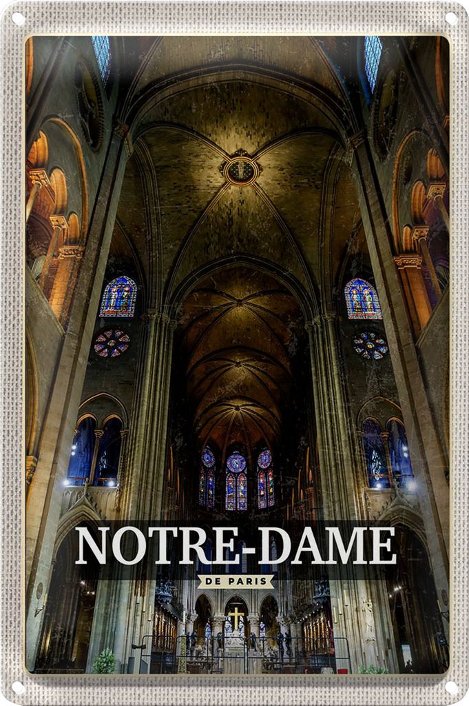 Blechschild Reise 18x12cm Notre Dame Paris Kathedrale