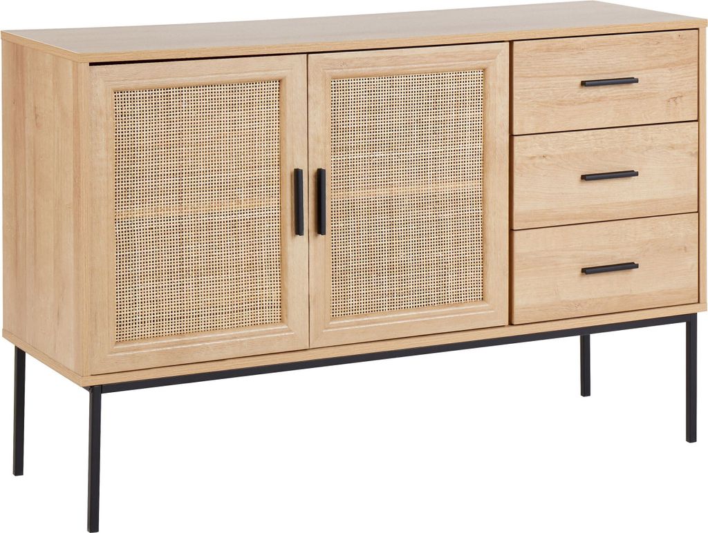 BELIANI Sideboard Heller Holzfarton Schwarze Metallbeine Produktbild 