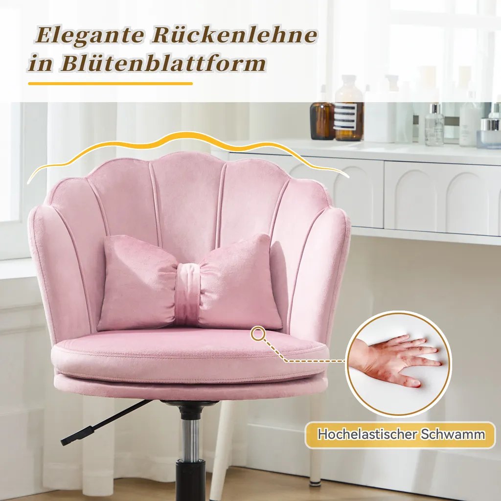 Sedia A Farfalla Rosa Confetto Per Camera Da Letto | Poltroncina Imbottita Con Struttura In Ferro Dorato, Seduta Morbida E Design Principessa, Perfetta Per Toletta E Soggiorno - 3
