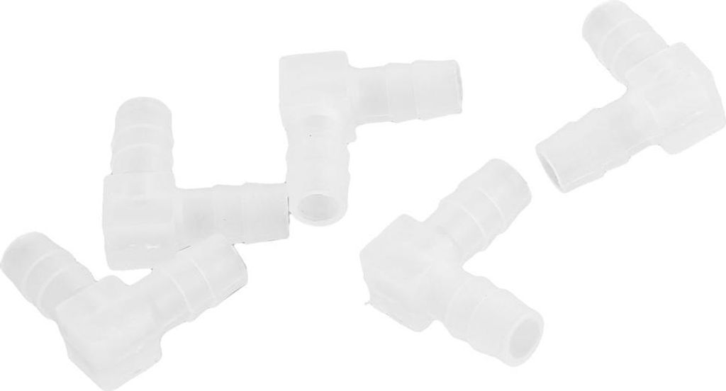 Aquarium 2-weg L-form Wasserlinie Kupplung 0.8cm Durchmesser Schlauch-tischler 5er Pack DE de