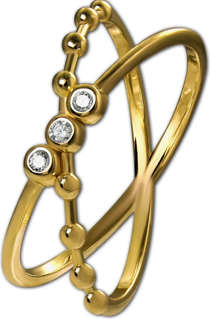 Bague Femme Or Jaune 333 avec Oxydes de Zirconium Croisés Taille 54 GoldDream