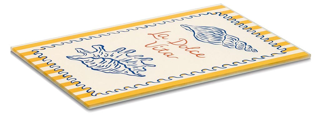 Zeller Glasschneideplatte "La Dolce Vita", weiß/gelb/blau