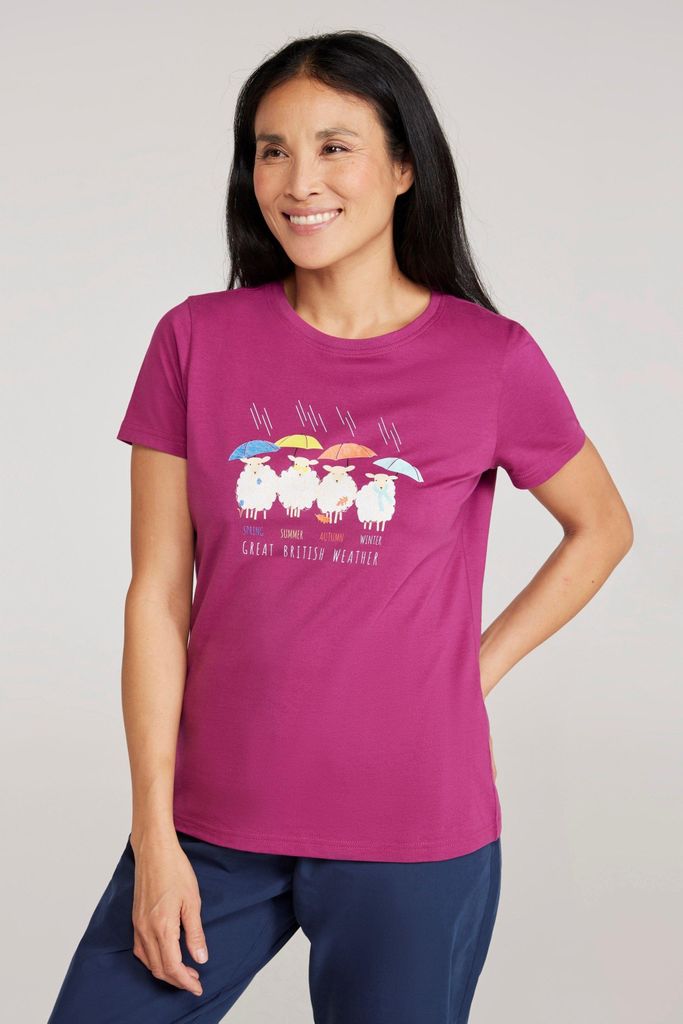 Mountain Warehouse - "Great British Weather" T-Shirt für Damen MW3448 (34 DE) (Violett)