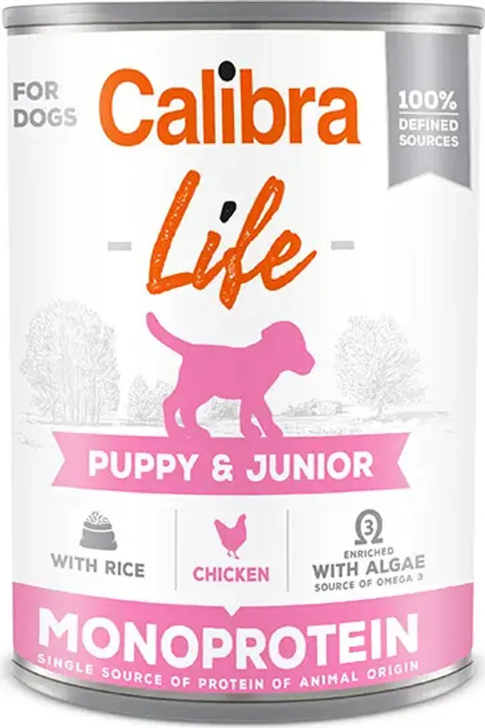 Digestion Facile Chiot Pâtée Poulet Riz Calibra Dog Life 6x400g Net