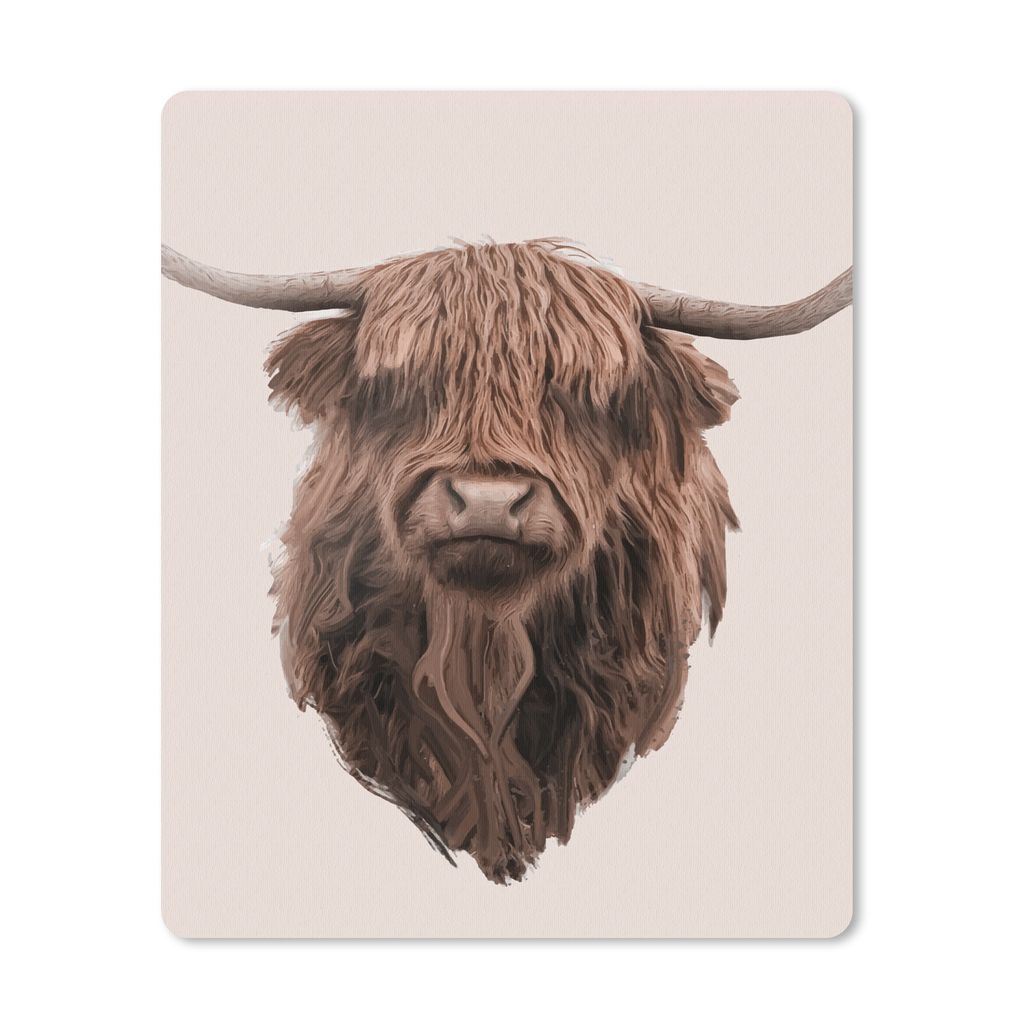 MuchoWow Mauspad Mousepad Schottischer Highlander - Kuh - Porträt 19x23 cm - Mousepads - Maus Mat - Pad - Mausunterlage - Mauspads - Spielen