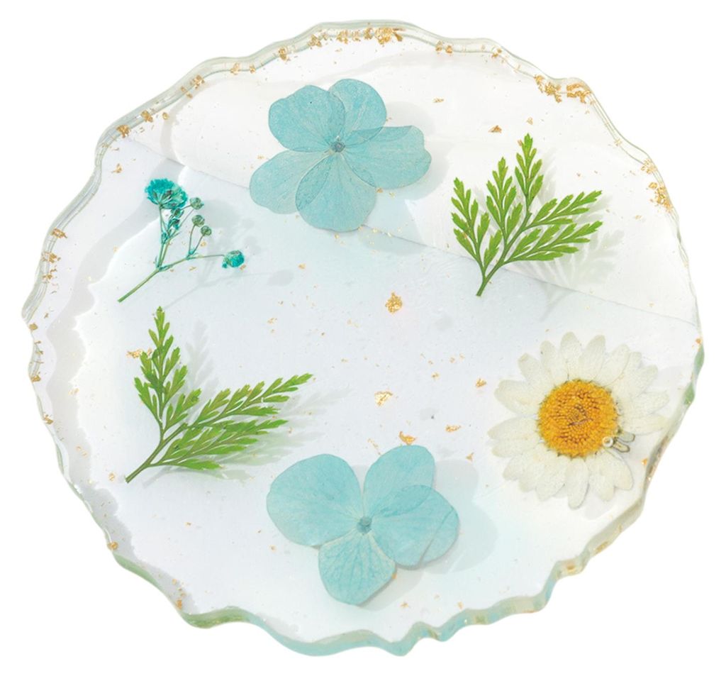 Untersetzer mit echten Trockenblumen, hitzebeständig, aus transparentem Harz, handgefertigt, DIY-Dekoration, einzigartiges Geschenk für Frauen