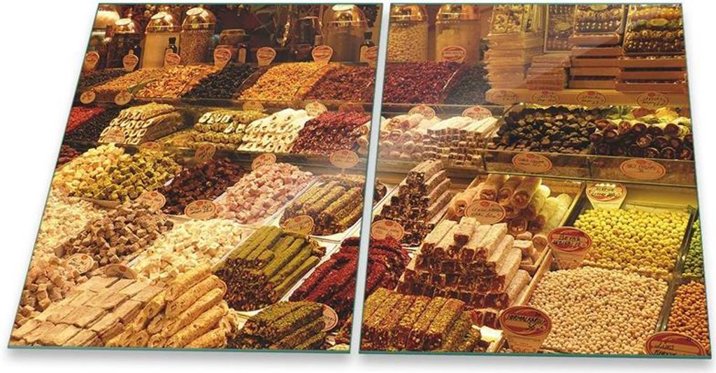 Herdabdeckplatte Glaskeramik 2-Teilig 2x40x52 Gewürze Braun Abdeckung Spritzschutz