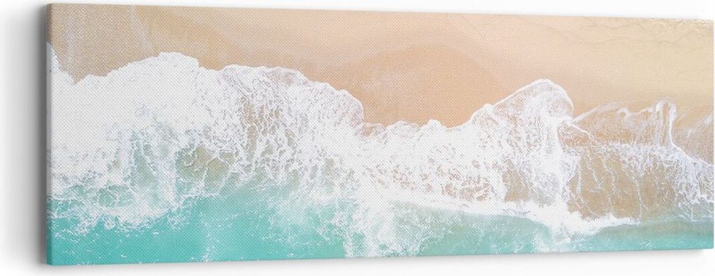 Bild auf Leinwand - Leinwandbild - Meer Welle Sand - 90x30cm - Wand Bild - Wanddeko - Wandbilder - Leinwanddruck - Bilder - Kunstdruck - Wanddekora...