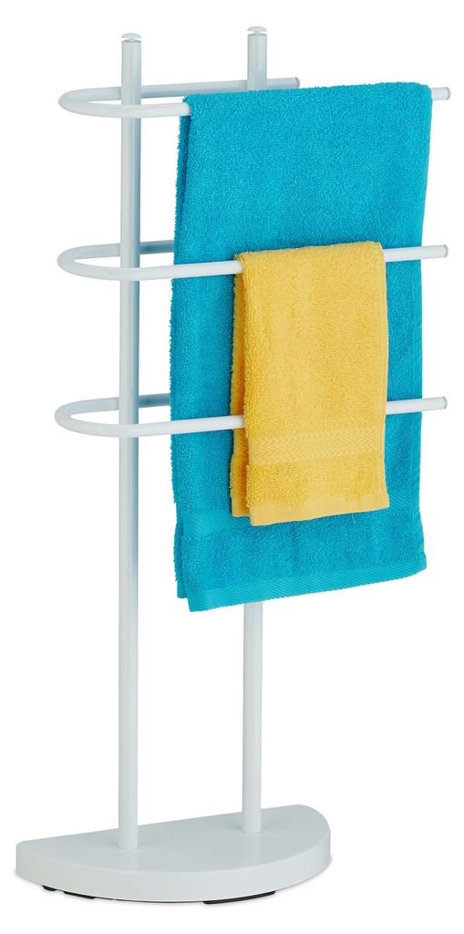 Věšák na ručníky Relaxdays, 3 tyče, kov, VxŠxH 83 x 39 x 18 Obrázek produktu 
