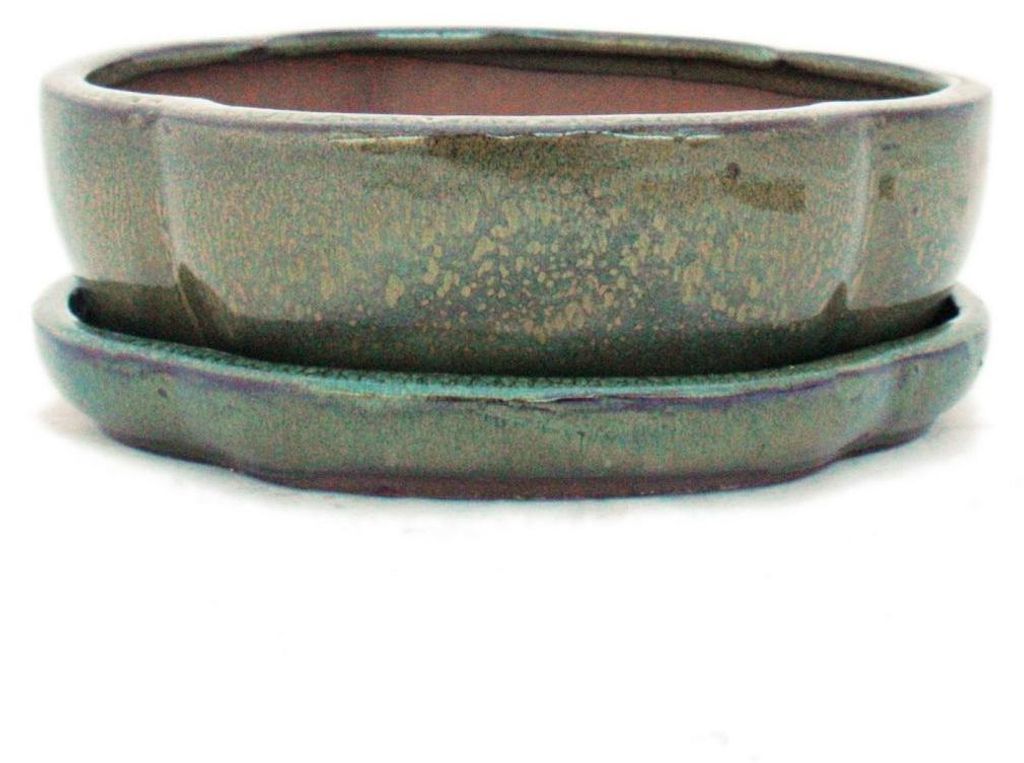 Bonsai-Schale mit Untersetzer, Größe 3 – grün – Produktbild 