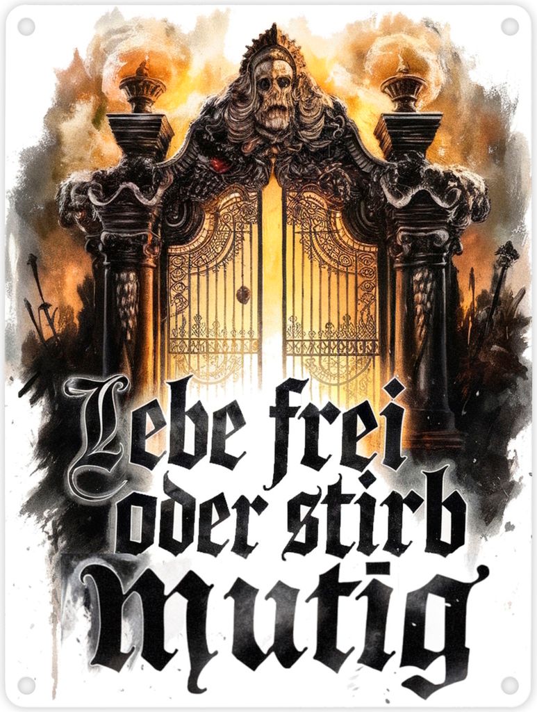 Lebe frei oder stirb mutig Metallschild in 15x20 cm - Valhalla